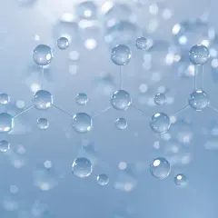 Struktura molekularna z kulistymi atomami, przypominająca budowę kwasów pha.