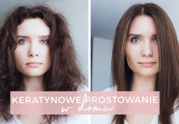 Przed i po: kręcone, puszące się włosy zamienione w gładkie i lśniące dzięki domowej keratynie.