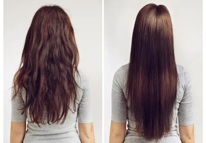 Przed i po: zniszczone, suche włosy zamienione w gładkie i lśniące. Dowiedz się, jak nawilżyć włosy i przywrócić im blask.