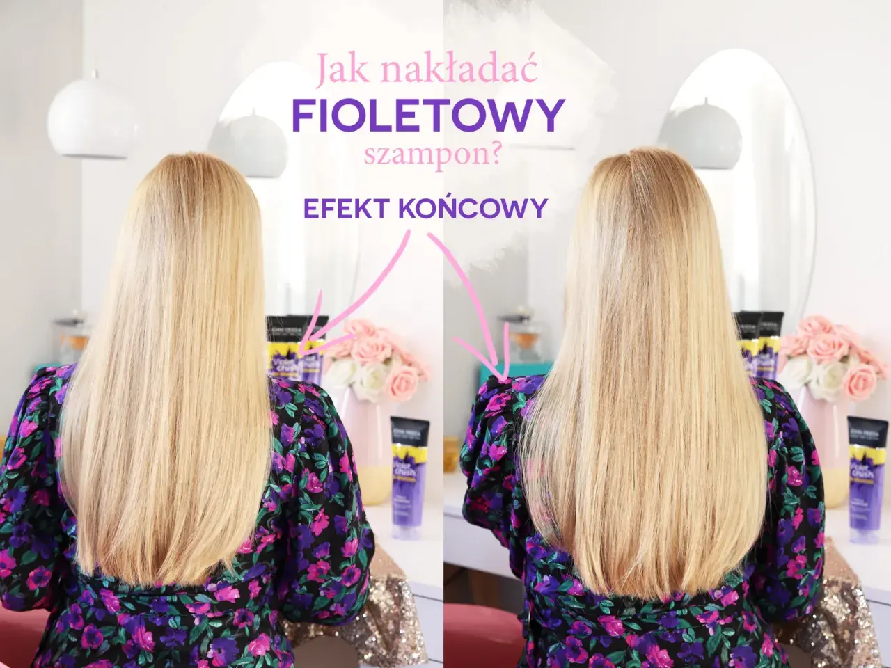Jak nakładać fioletowy szampon? Porównanie włosów przed i po użyciu. Efekt końcowy jest widoczny!