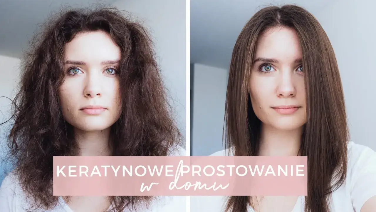 Przed i po: zniszczone, puszące się włosy po domowej keratynie na włosy stają się gładkie i lśniące.