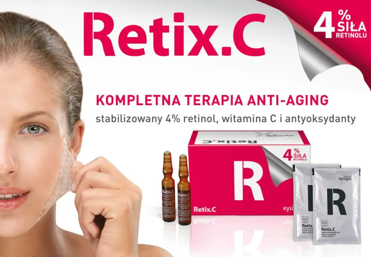 Retix.C: kompleksowa terapia anti-aging ze stabilizowanym 4% retinolem i witaminą C. Skóra odzyskuje młodość.